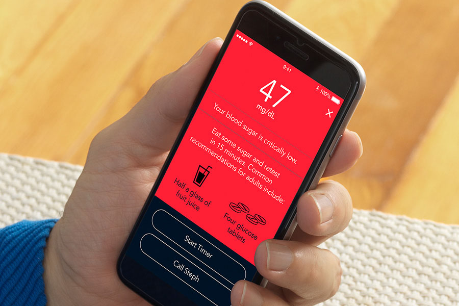 Contour Diabetes App showing low blood glucose levels